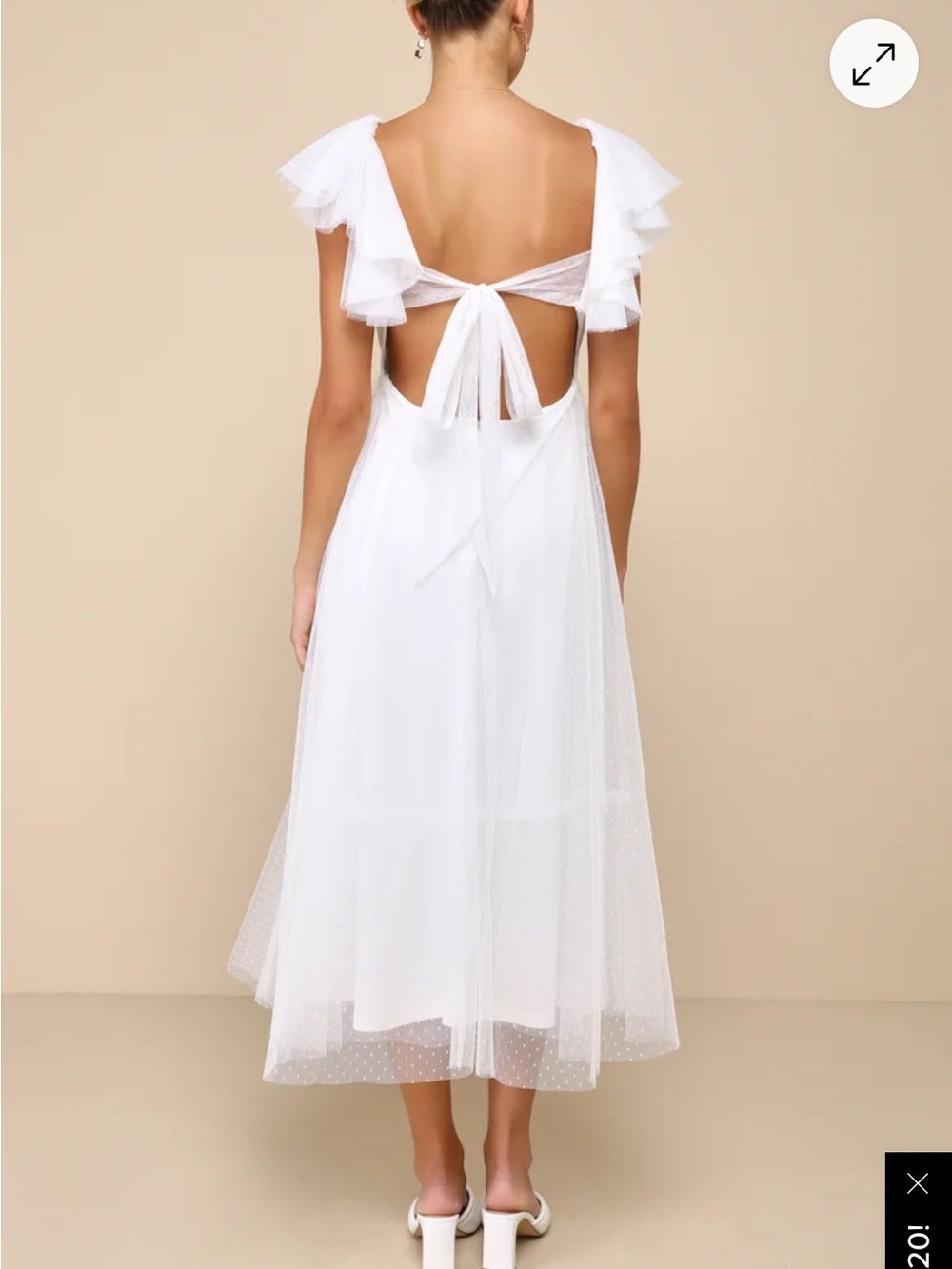 Lulu's White Tulle laced  tie back Dress M - Picture 3 of 5
